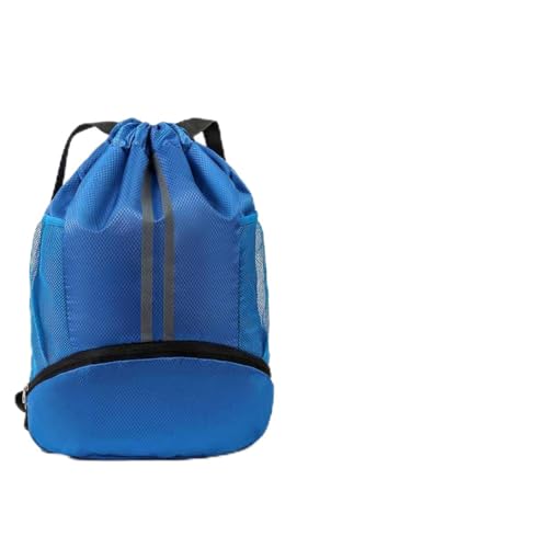 Ruayia Turnbeutel Sportbeutel Fußballtasche, Sportrucksack mit Breit Kordelzug Netztasche Ball-Fach, Aussentasche Verstellbar Tunnelzug Gymsack für Damen Herren, Sport und Reisen (Blau) von Ruayia