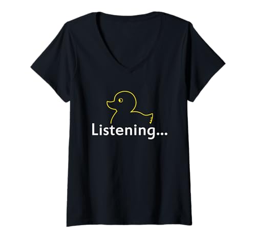 Damen Rubber Duck Debugging Zuhören Lustiger Programmierer Coder T-Shirt mit V-Ausschnitt Damen Rubber Duck Debugging Zuhören Lustiger Programmierer Coder T-Shirt mit V-Ausschnitt von Rubber Duck Debugging Programmer