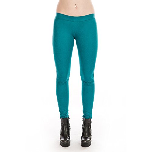 Rubberfashion Glanz Leggings Damen Schlange - Low Waist - Hose Hüft Leggins für Damen Frauen und Mädchen Glanz blau L/EU Größe: M von Rubberfashion