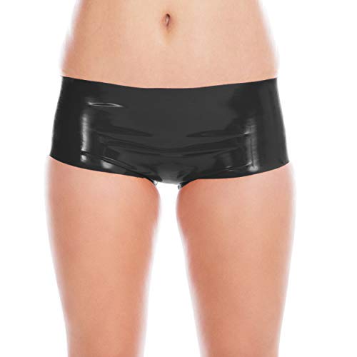 Rubberfashion Latex Hotpants - sehr Knapper Rubber Slip - Latex Slip kurz - Latex Dessous Damen und Herren Schwarz 0.4mm L von Rubberfashion