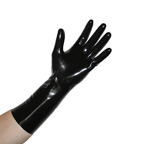 Rubberfashion Latex Handschuhe kurz - Rubber Gloves - kurze Latexhandschuhe bis Handgelenk für Damen und Herren schwarz 0.4mm XS von Rubberfashion