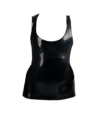 Rubberfashion Latex Hemd - Rubber Damen Shirt ohne Ärmel - für Frauen schwarz 0.4mm XL von Rubberfashion