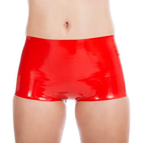 Rubberfashion Latex Hotpants - Rubber Gummi Hose Pants - sexy Shorts - Latex Slip Dessous für Damen und Herren rot 0.4mm XL von Rubberfashion