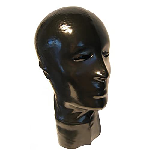Rubberfashion Latex Maske Herren anatomisch - Latexmaske Haube mit Öffnungen für Augen und Nase für Männer schwarz Einheitsgröße von Rubberfashion