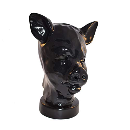Rubberfashion Latex Maske - Latexmaske Schwein - Öffnungen für Nase Mund und Augen Reißverschluss Damen und Herren schwarz 0.4mm Einheitsgröße / 0.8 mm von Rubberfashion