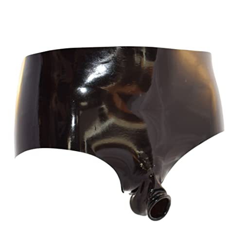 Rubberfashion Latex Pants - Latexslip - Kurze Latex Hotpants mit Penis Ring - Rubber Dessous für Herren Schwarz 0.4mm XL von Rubberfashion