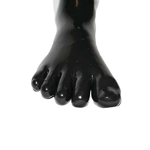 Rubberfashion Latex Zehensocke lang - Latex Zehen Socken wadenlang - Latex Strümpfe für Damen und Herren schwarz 0.4mm S von Rubberfashion