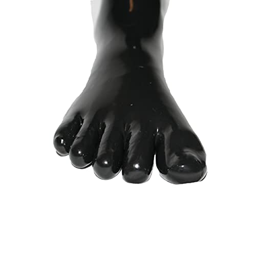 Rubberfashion Latex Zehensocke lang - extra dicke - Latex Zehen Socken wadenlang - Latex Strümpfe für Damen und Herren schwarz 0.8mm L von Rubberfashion
