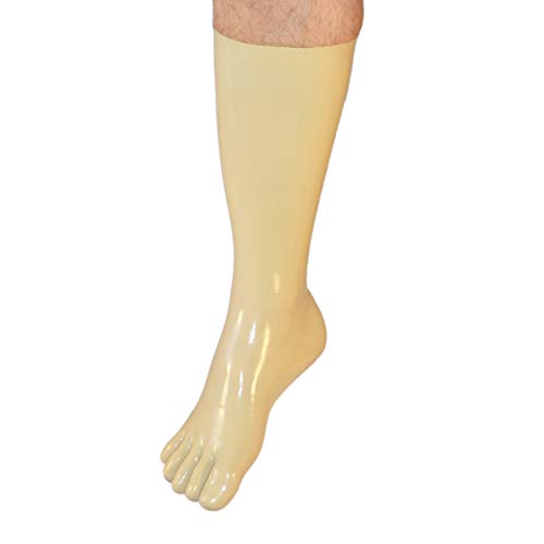 Rubberfashion Latex Zehensocke lang - extra dicke - Latex Zehen Socken wadenlang - Latex Strümpfe für Damen und Herren weiss 0.8mm XL von Rubberfashion