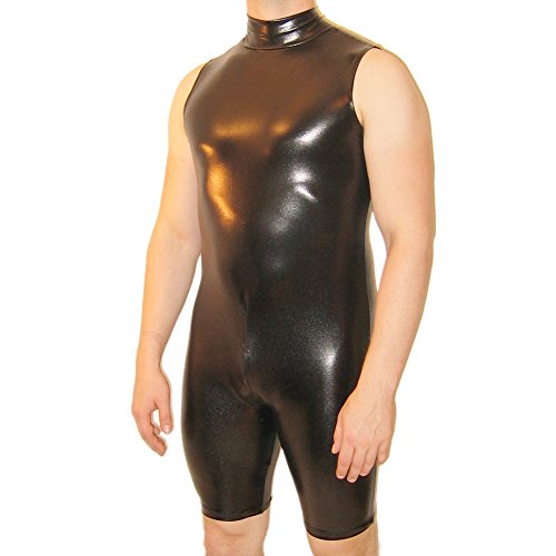 Rubberfashion Wetlook Body - Shiny Body Damen ohne Arm für Frauen und Herren schwarz metallic XL von Rubberfashion