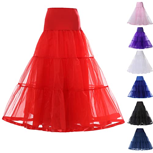 Rubehoow Damen 50er Petticoat Krinoline Slips 3 Lagen Braut Krinoline Unterrock für Abendkleid (Rot, S/M) von Rubehoow