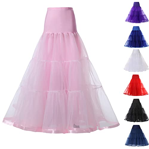 Rubehoow Damen 50er Petticoat Krinoline Slips 3 Lagen Braut Krinoline Unterrock für Abschlussballkleid (Rosa, S/M) von Rubehoow