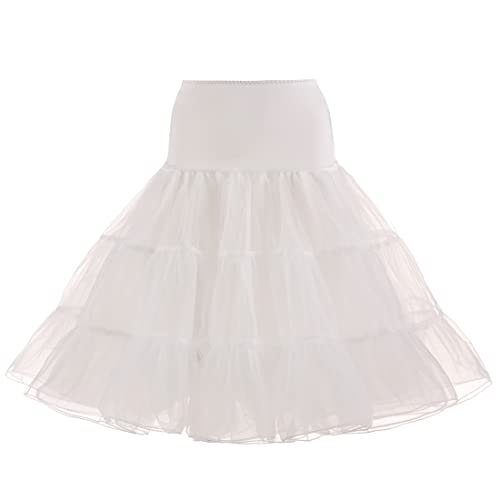 Rubehoow Damen 50er Petticoat Rock Vintage Tutu Krinoline Unterrock 26"(Elfenbein,2XL) von Rubehoow