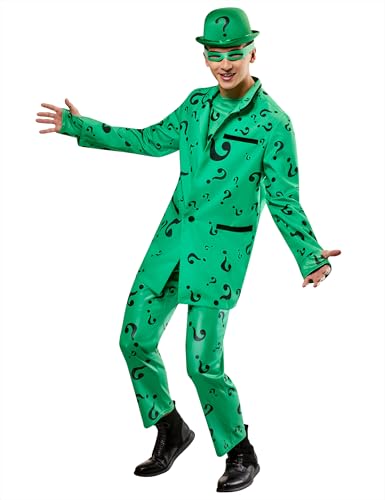 Rubie's Herren DC Comics Batman Forever Deluxe Riddler Kostüm Overall, Jacke, Hut und Augenmaske, Größe M von Rubie's