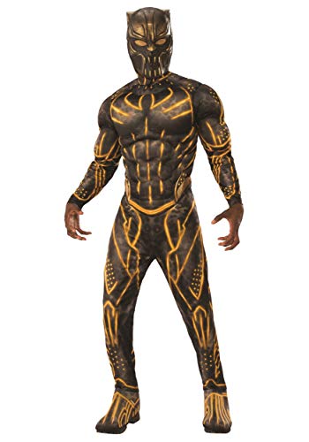 Rubie's Herren Deluxe Erik Killmonger Battle Suit Muscle Chest, Schwarz/Gold, XL von Rubie's