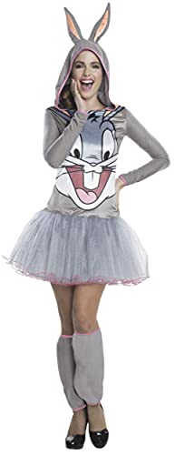 Rubie's Looney Tunes Bugs Bunny Kapuzen-Kostüm für Damen, grau, Medium von Rubie's