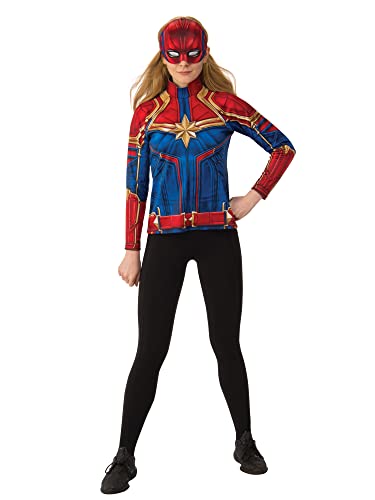 Rubie's Offizielles Marvel-Luxuskostüm Captain Marvel, Helden-Set mit Oberteil und Kopfbedeckung, für Damen, Erwachsene, Größe L von Rubie's