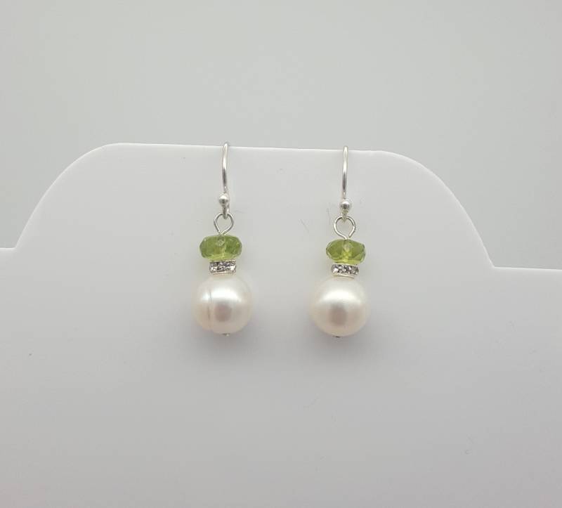 Perlenohrringe 925 Silber, Peridot Ohrringe, Sterling Silber Edelstein Ohrringe Perlenohrringe 925 Silber, Peridot Ohrringe, Sterling Silber Edelstein Ohrringe von RubieJewls