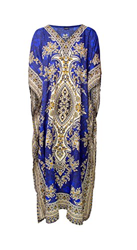 RubinaKapoor RK Essentials | Tribal Ethnic Print Lange Kaftan | Übergröße (Blau) von RubinaKapoor