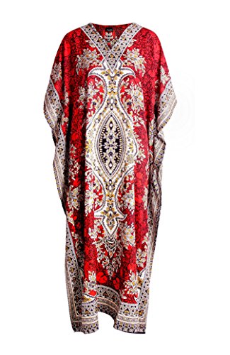 RubinaKapoor RK Essentials | Tribal Ethnic Print Lange Kaftan | Übergröße (Rot) von RubinaKapoor