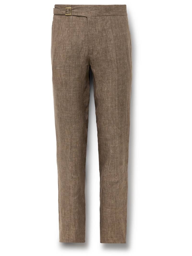Rubinacci - Genny Slim-Fit Linen Suit Trousers - Men - Brown - IT 48 von Rubinacci