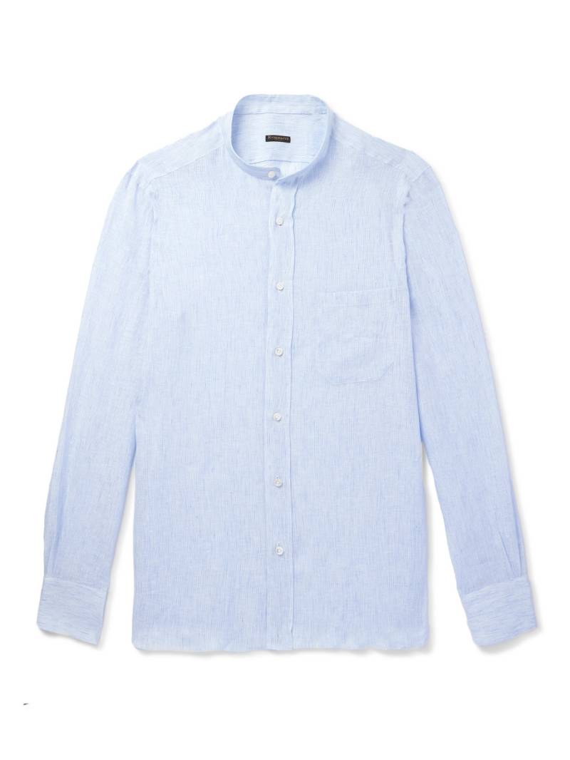 Rubinacci - Grandad-Collar Striped Linen Shirt - Men - Blue - XS von Rubinacci