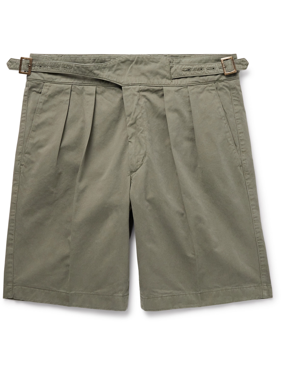 Rubinacci - Manny Straight-Leg Pleated Cotton Shorts - Men - Green - IT 46 von Rubinacci
