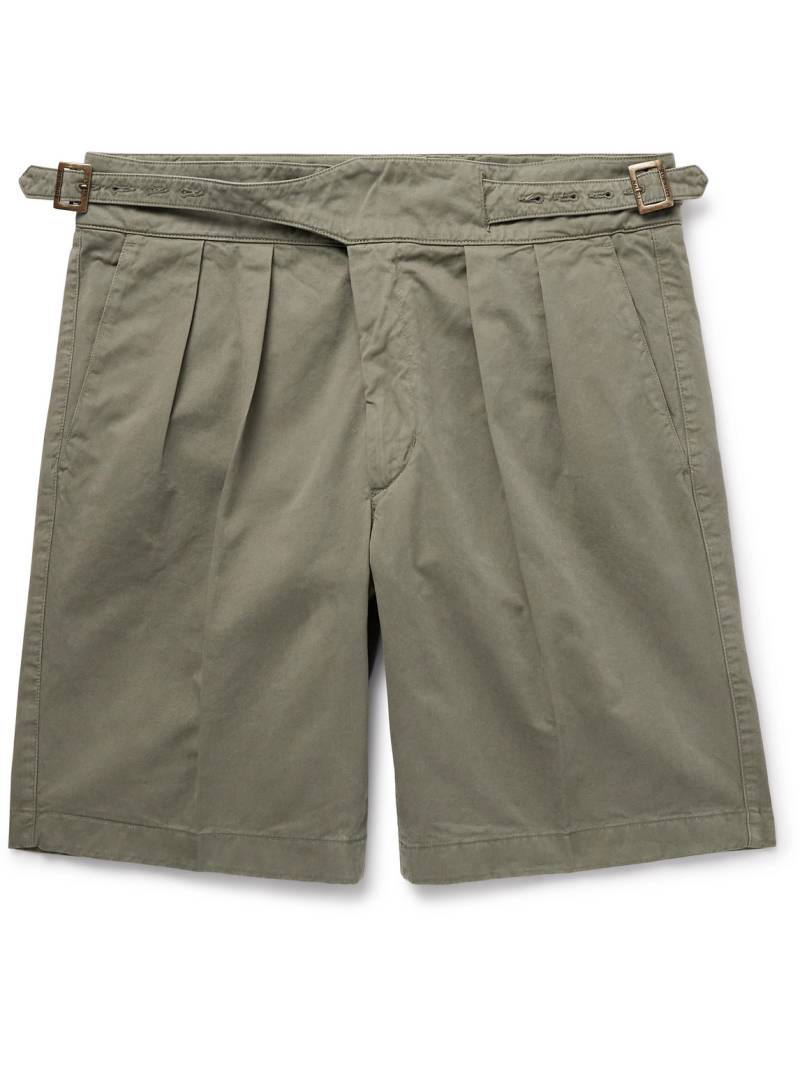 Rubinacci - Manny Straight-Leg Pleated Cotton Shorts - Men - Green - IT 52 von Rubinacci