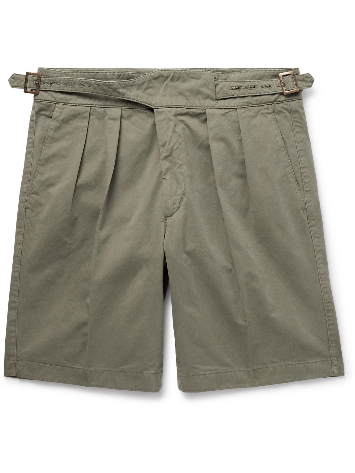 Rubinacci - Manny Straight-Leg Pleated Cotton Shorts - Men - Green - IT 56 von Rubinacci