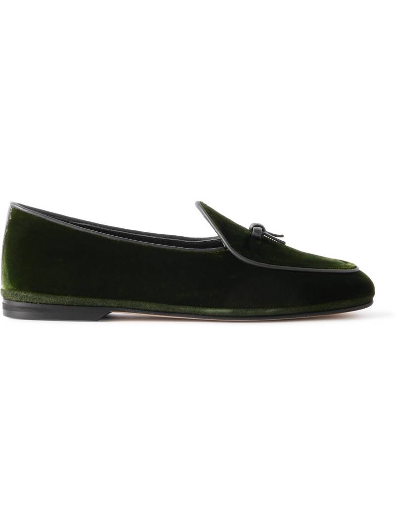 Rubinacci - Marphy Leather-Trimmed Bow-Embellished Velvet Loafers - Men - Green - EU 40 von Rubinacci