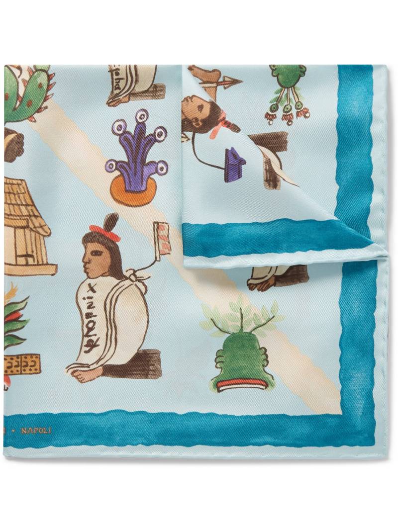 Rubinacci - Mendoza Printed Silk-Twill Pocket Square - Men - Blue von Rubinacci