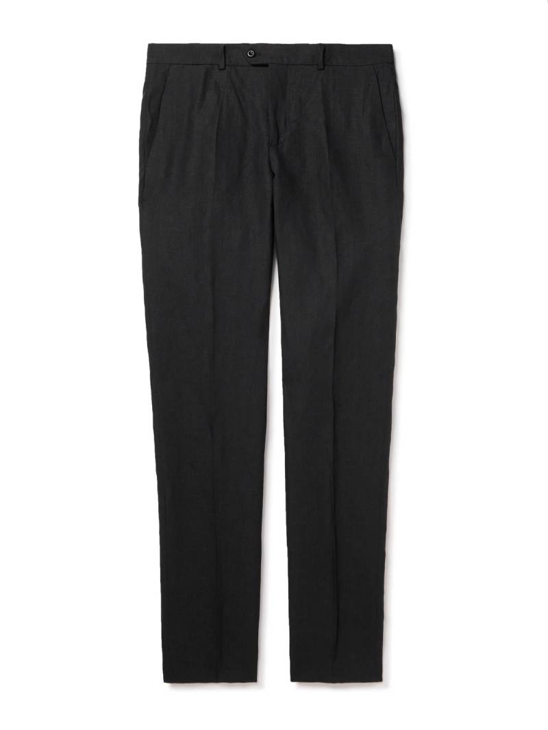 Rubinacci - Mod Luca Slim-Fit Straight-Leg Linen Trousers - Men - Black - IT 50 von Rubinacci