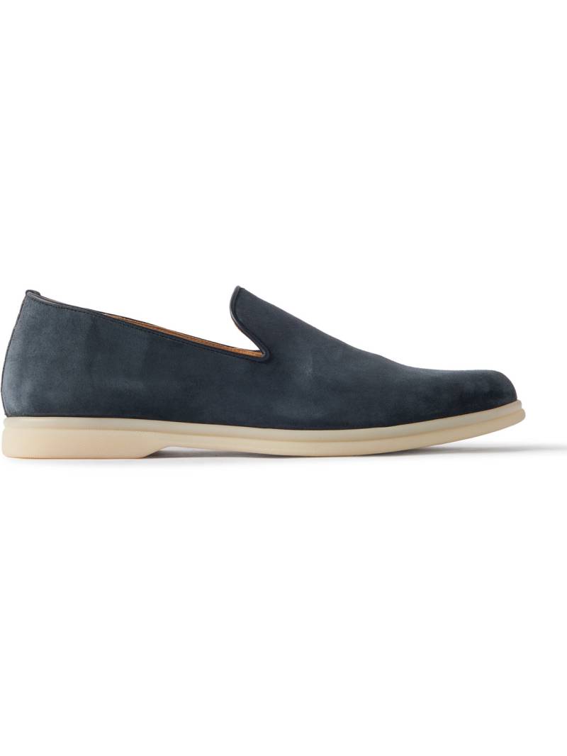 Rubinacci - Mod Mare Leather-Trimmed Suede Loafers - Men - Blue - EU 40 von Rubinacci