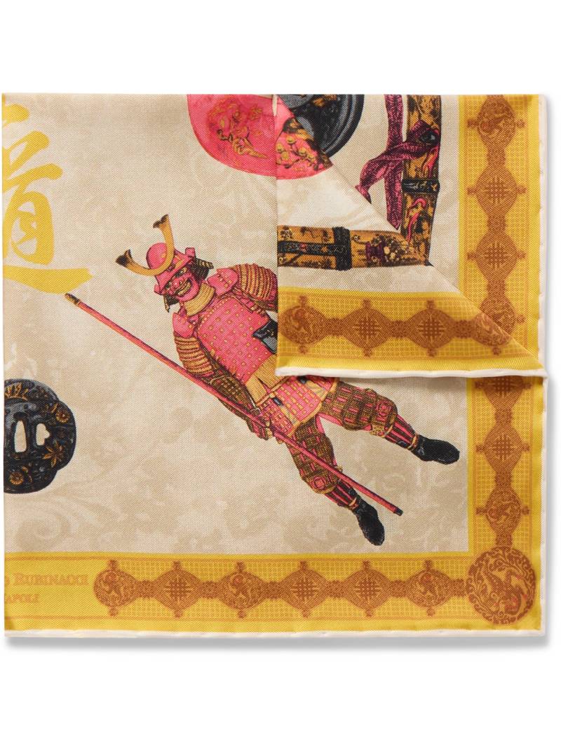 Rubinacci - Samurai Printed Silk-Twill Pocket Square - Men - Yellow von Rubinacci