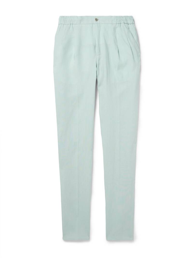 Rubinacci - Straight-Leg Linen Drawstring Trousers - Men - Blue - IT 46 von Rubinacci