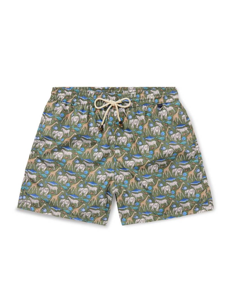 Rubinacci - Straight-Leg Mid-Length Printed Shell Swim Shorts - Men - Green - IT 50 von Rubinacci