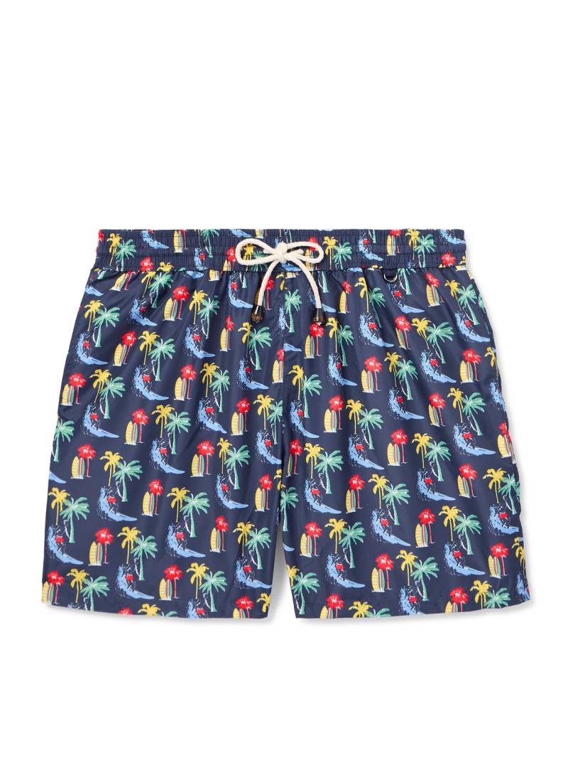 Rubinacci - Straight-Leg Mid-Length Printed Swim Shorts - Men - Blue - IT 56 von Rubinacci