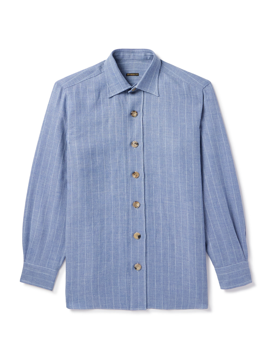Rubinacci - Striped Linen and Wool-Blend Overshirt - Men - Blue - XXL von Rubinacci