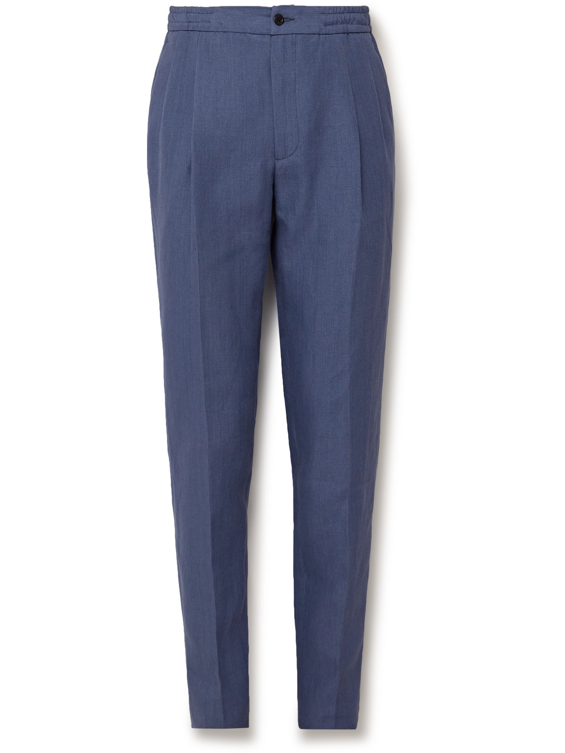 Rubinacci - Tapered Pleated Linen Trousers - Men - Blue - IT 50 von Rubinacci