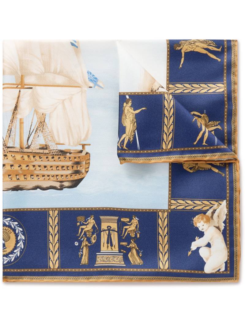 Rubinacci - Victory Printed Silk-Twill Pocket Square - Men - Blue von Rubinacci