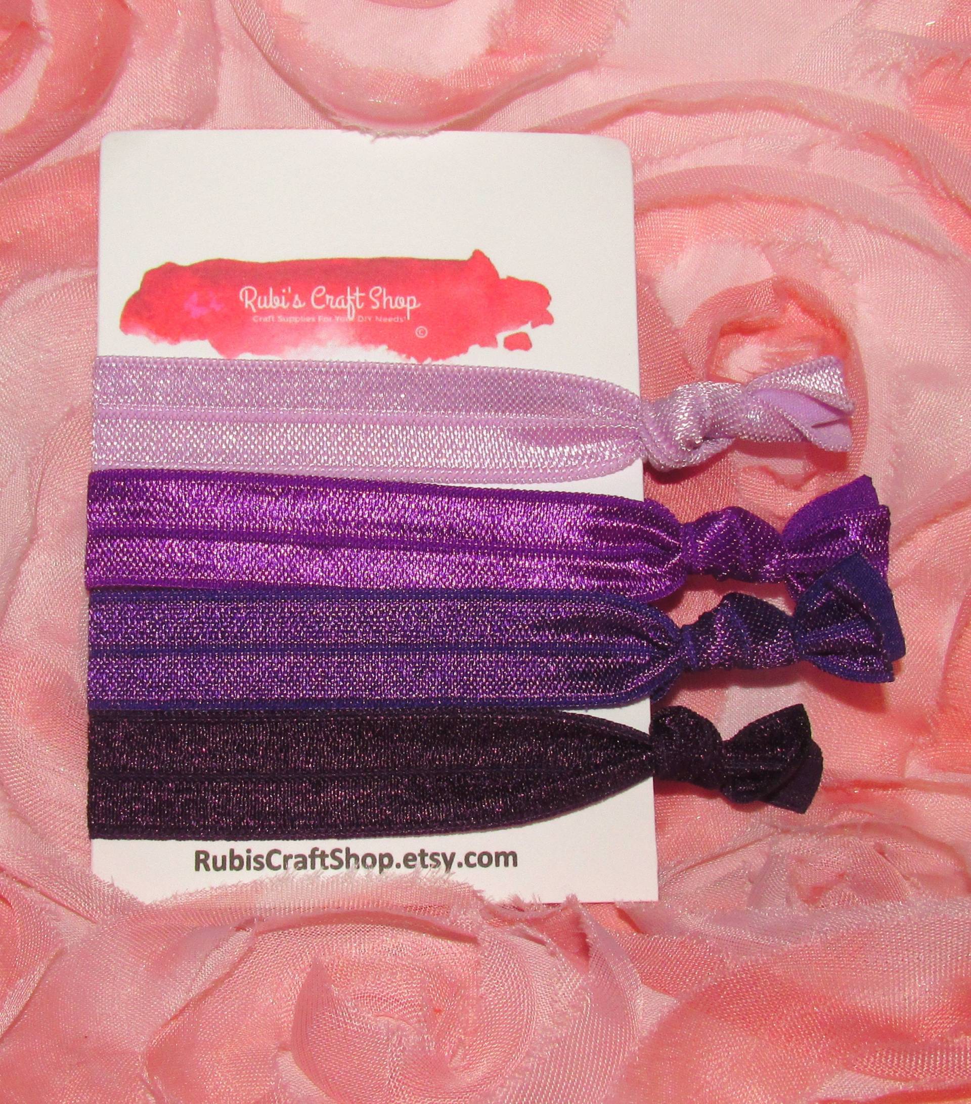 4 Lila Schattierungen Von Festen Farbe Haar Krawatten - Handgefertigte Haar-Accessoire Partei Fovor Geschenk Bastelbedarf Armband von RubisCraftShop