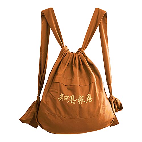 Rubruan Buddhistische Tasche Mönch Rucksack – Religiöse Tibetische Unisex Arhat Tasche Shaolin Tempel Kung Fu Buddhist Meditation Bestickter Großer Beutel für Damen Herren aus Baumwolle von Rubruan