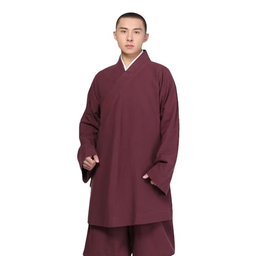 Rubruan Buddist Mönch Arhat Uniform - Chinesische Buddhistische Luohan Kleidung Kampfkunst Kung Fu Tai Chi Trainingsanzug Langarm Kostüm Robe Jacke Hose Anzug für Männer Frauen – Baumwolle von Rubruan