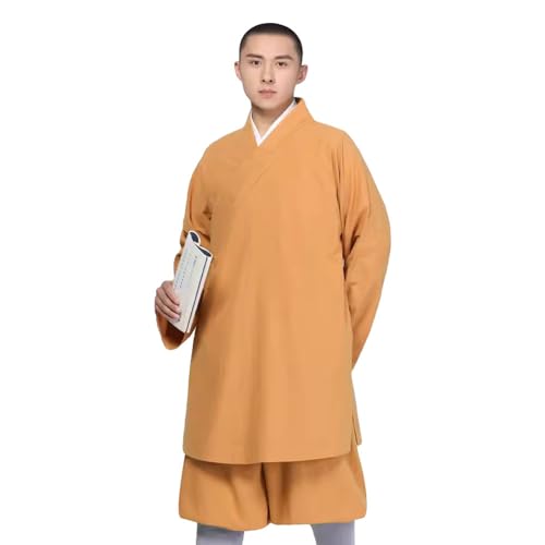 Rubruan Buddist Mönch Arhat Uniform - Chinesische Buddhistische Luohan Kleidung Kampfkunst Kung Fu Tai Chi Trainingsanzug Langarm Kostüm Robe Jacke Hose Anzug für Männer Frauen – Baumwolle von Rubruan