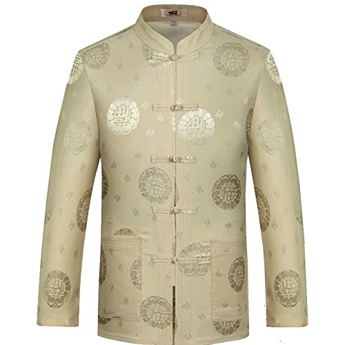 Rubruan Chinesische Herren Jacke Tang-Stil - Traditionelle Tangzhuang Kostüme Jacket Kleidung Kampfkunst Kung Fu Tai Chi Lange Ärmel Oberhemd Outfit Uniform für Männer - Brokat von Rubruan