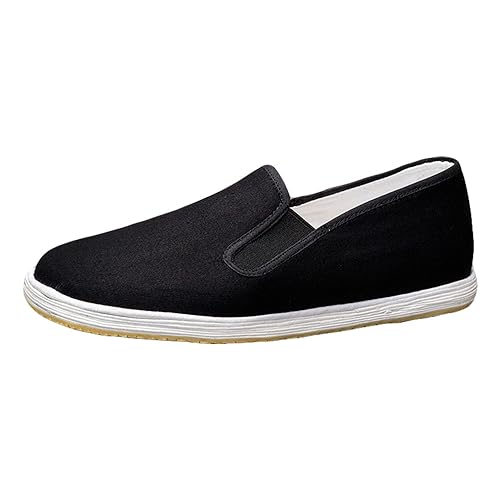 Rubruan Chinesische Kampfkunst Baumwolle Stoffschuhe - Traditionelle Handgefertigte Herren Damen Freizeitschuhe Hausschuhe Kung Fu Tai Chi Casual Flache Schuhe Stoff oder TPR-Sohle (Gummi, 38) von Rubruan