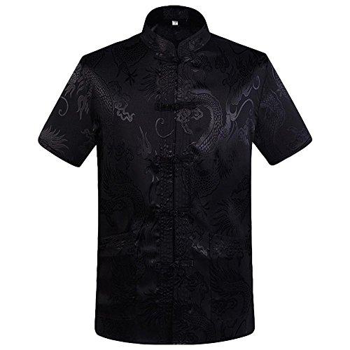 Rubruan Chinesische Kleidung Drachen Hemd - Traditionelle Tangzhuang Kostüme Kampfkunst Kung Fu Tai Chi Qigong Kurzarm Stehkragen Uniform Jacke für Männer Rubruan Chinesische Kleidung Drachen Hemd - Traditionelle Tangzhuang Kostüme Kampfkunst Kung Fu Tai Chi Qigong Kurzarm Stehkragen Uniform Jacke für Männer von Rubruan