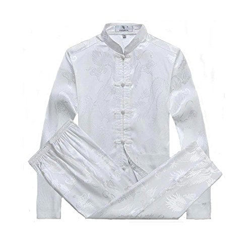 Rubruan Chinesische Kleidung Herren Anzug - Traditionelle Klassische Kostüme Kampfkunst Kung Fu Tai Chi Qigong Lange Ärmel Drachen Muster Performance Uniform für Männer von Rubruan