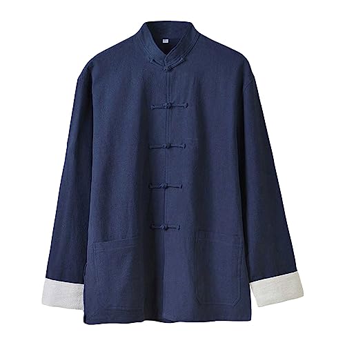 Rubruan Chinesische Kung Fu Kleidung Uniform - Traditionelle Kampfkunst Tai Chi Qigong Wing Chun Shaolin Taekwondo Lange Ärmel Training Bekleidung Oberhemd für Männer aus Leinen von Rubruan