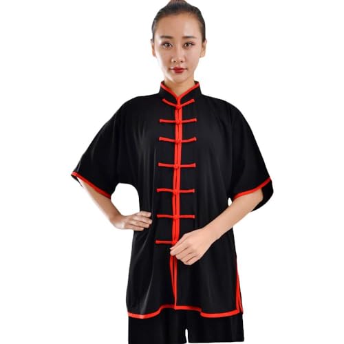 Rubruan Damen Herren Tai Chi Trainingsanzug – Traditionelle Chinesische Kampfkunst Taiji Kung Fu Qi Gong Wing Chun Wushu Frühling Sommer Training Unisex Uniform Kurzarm Anzug von Rubruan